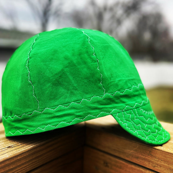 Green with White Stitching Welding Cap