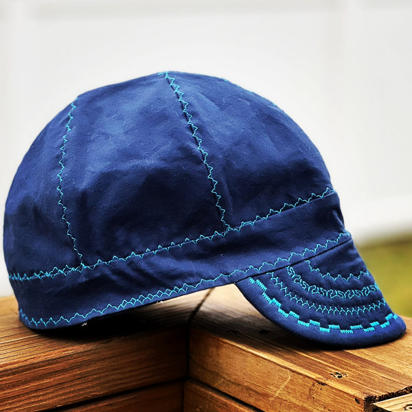 Navy with Teal Stitching Welding Cap