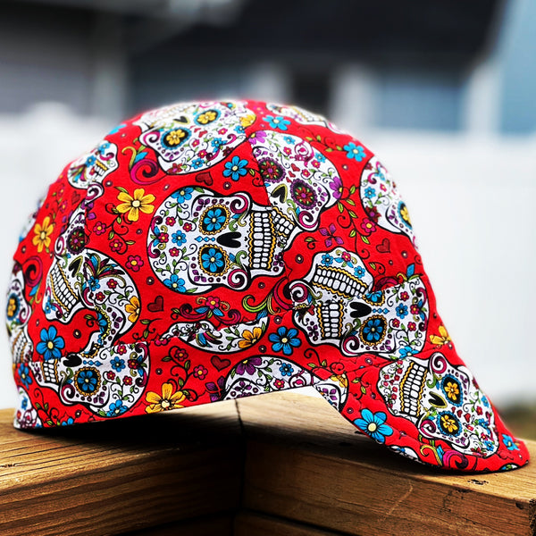 Red Sugar Skulls Welding Cap