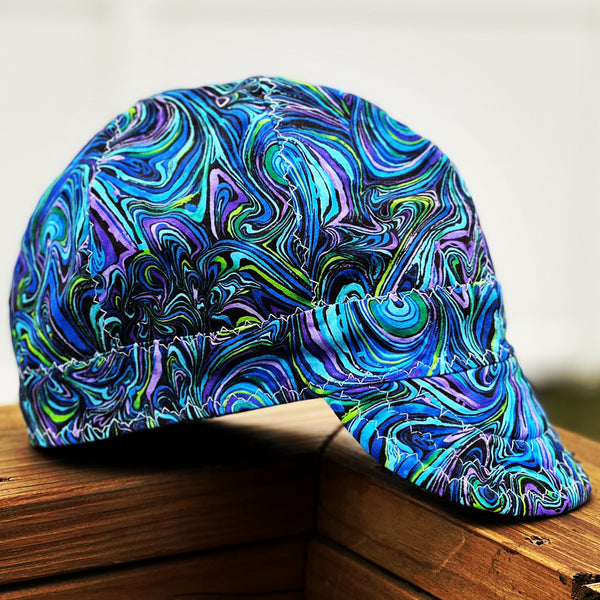 Blue Swirls Welding Cap
