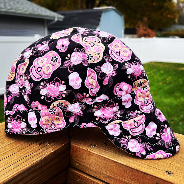 Pink Day of the Dead Skulls Welding Cap