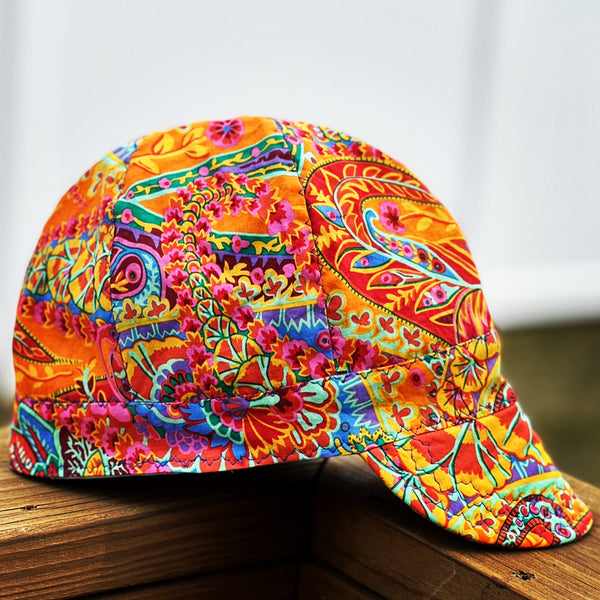 Orange Paisley Welding Cap