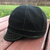 Black With Neon Green Stitching Welding Cap