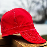 Red with White Stitching Welding Cap
