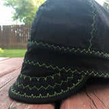 Black With Neon Green Stitching Welding Cap