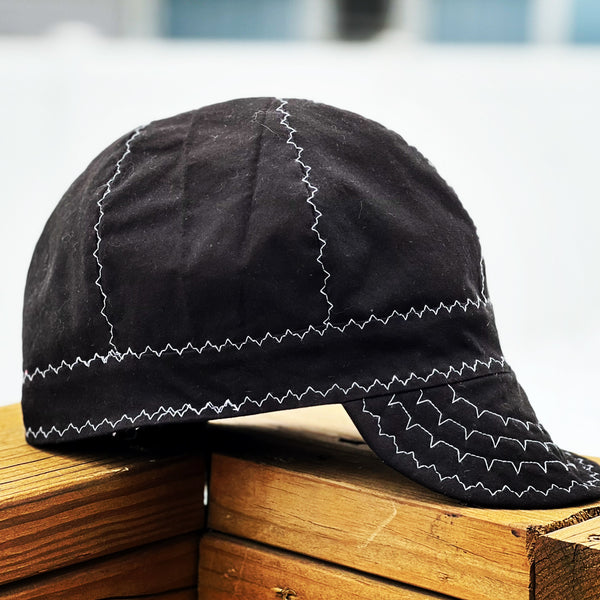 Black with White Stitching Welding Cap