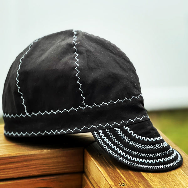Black with White Stitching Welding Cap