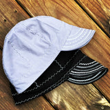 Black with White Stitching Welding Cap
