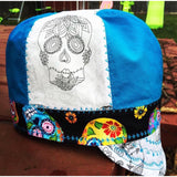 Day of the Dead/Day of the Dragonfly and Teal Blue Welding Cap