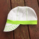 White Welding Cap with Green Stitching