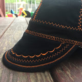 Black Welding Cap with Neon Orange Stitching