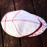 White Welding Cap with Red Stitching
