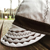 White Welding Cap with Brown Stitching