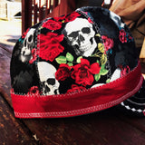 Skulls and Roses Welding Cap in Pink and Red