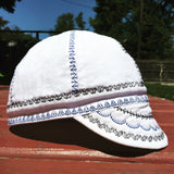 Classic White Welding Cap with Black and Blue Stitching