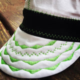 White Welding Cap with Neon Green Stitching and Black Band