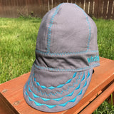 Grey Welding Cap with Teal Blue Stitching