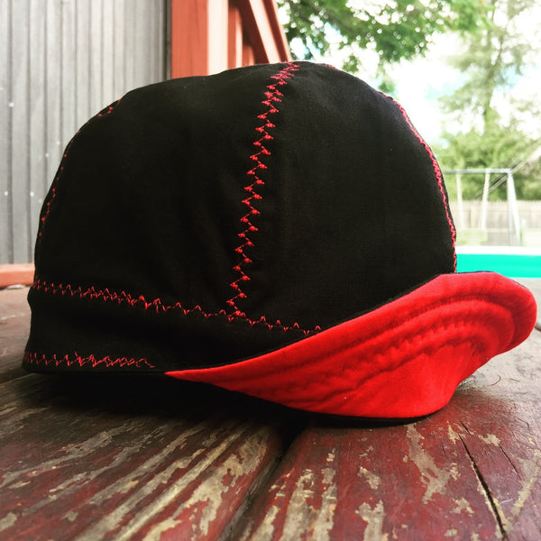 Black Welding Cap with Red Under Bill