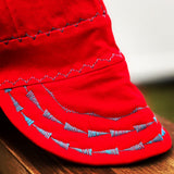 Red with Teal Stitching Welding Cap