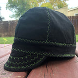 Black With Neon Green Stitching Welding Cap