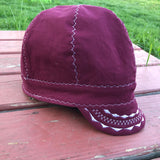 Maroon With White Stitching Welding Cap