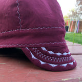 Maroon With White Stitching Welding Cap