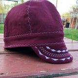 Maroon With White Stitching Welding Cap