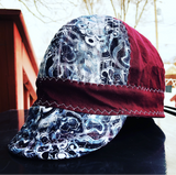 Maroon and Swirls Welding Cap