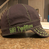 Grey With Neon Green Stitching Welding Cap
